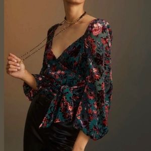 Anthropologie Surplice Tie Front Blouse NWT